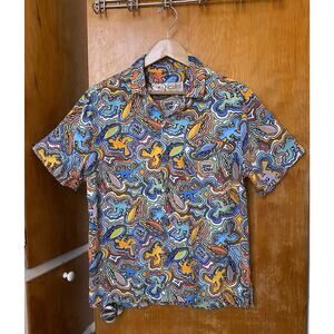 Bayou Wear Shirt New Orleans Jazz Fest Hawaiian Logo-a-Gogo 50th Anniversary S
